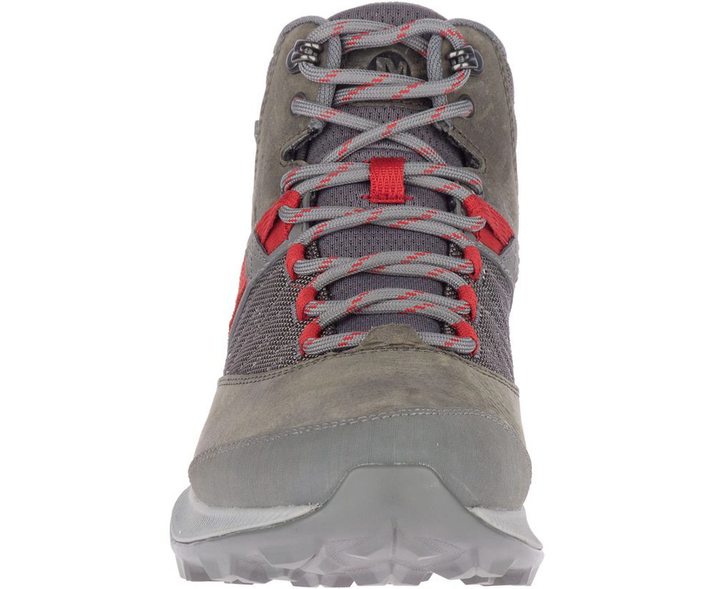 Merrell Hiking Boots Grey/Red - Zion Mid Waterproof - Mens 81OQVDBYX